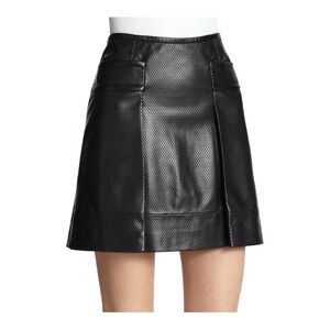 Tory Burch NWT Fae Leather Skirt | Black Perforated | Size 10